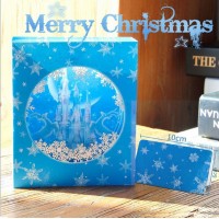 4D Pop Up Box Greeting Card Christmas Xmas Blue Ice Castle Snowflake Fairytale Papercraft Gift For Friend And Family